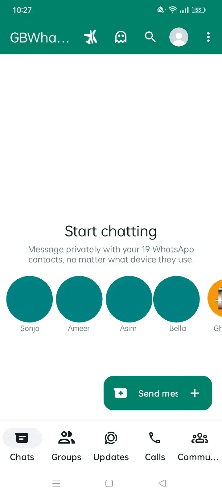 GB WhatsApp interface